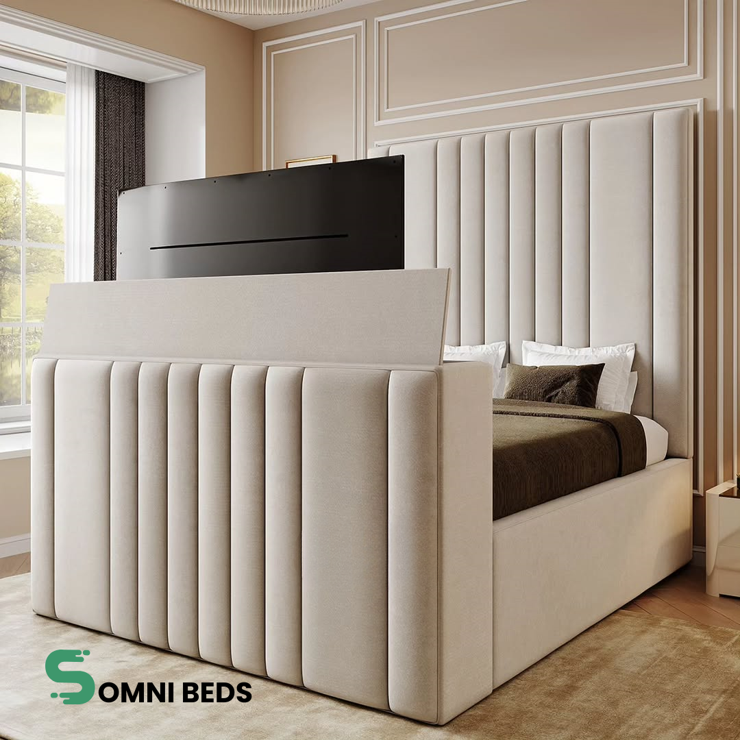 LineCraft – Luxury Upholstered TV Bed with Split Line Panel Headboard | Somni Beds #SB105