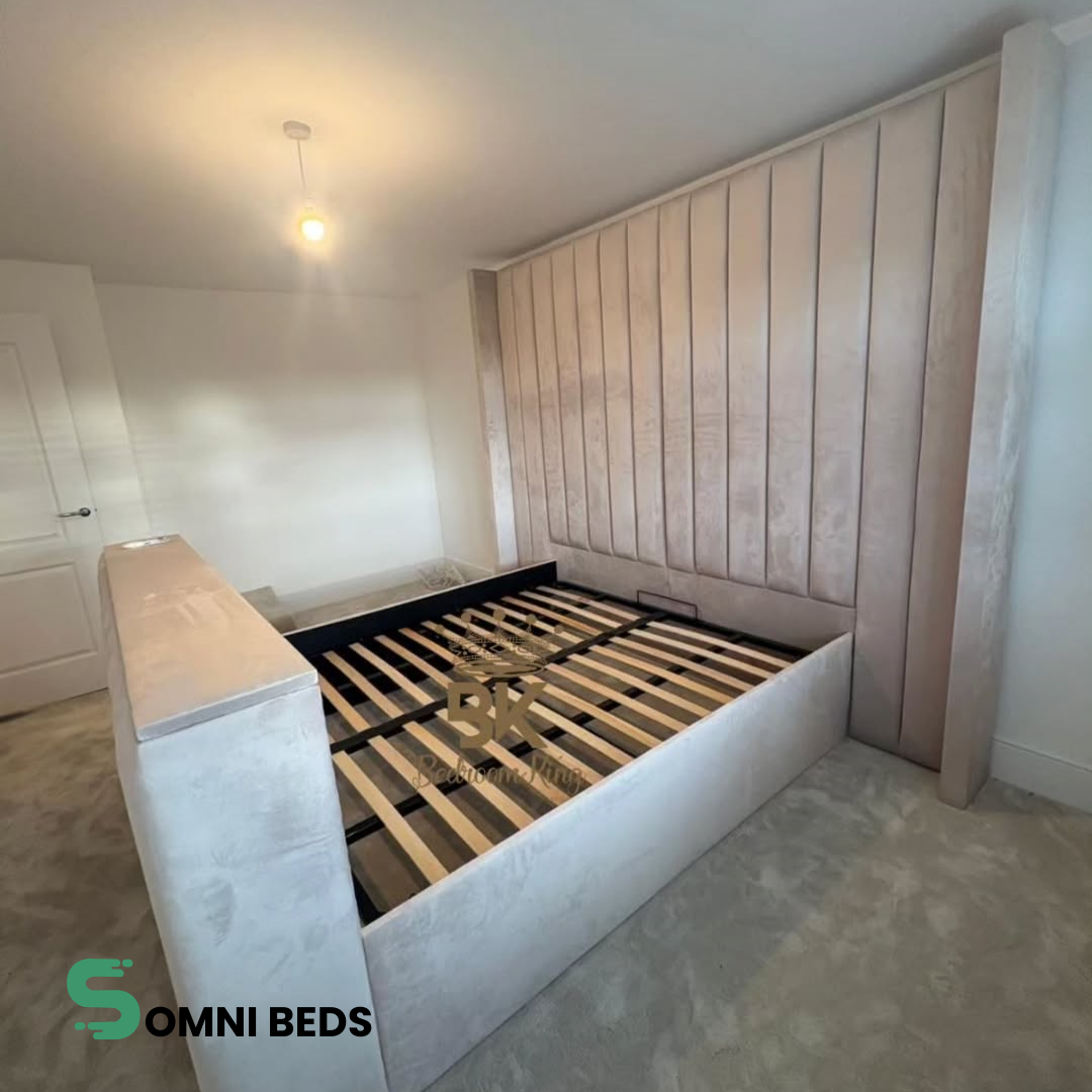 Aurora Wall – Luxury White Wall Panel TV Bed with Optional Ottoman | Somni Beds #SB110