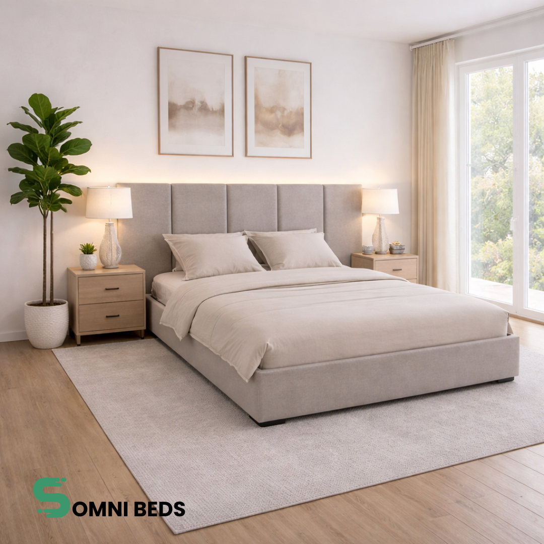 Aura Lume Wide Headboard Panel Bed | Somni Beds #B18