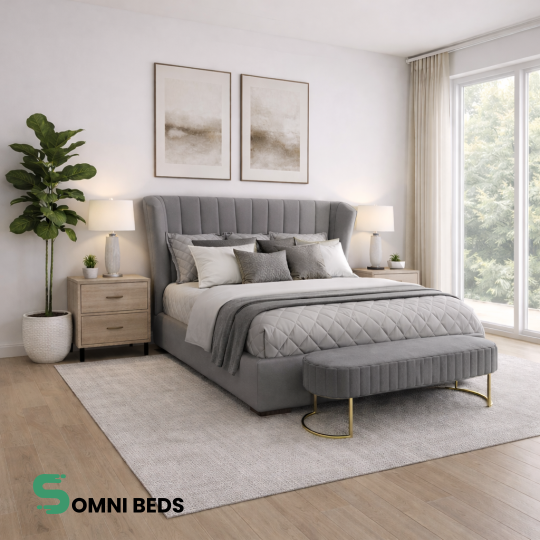 Panel Wavy Wingback Bed | Somni Beds #B104