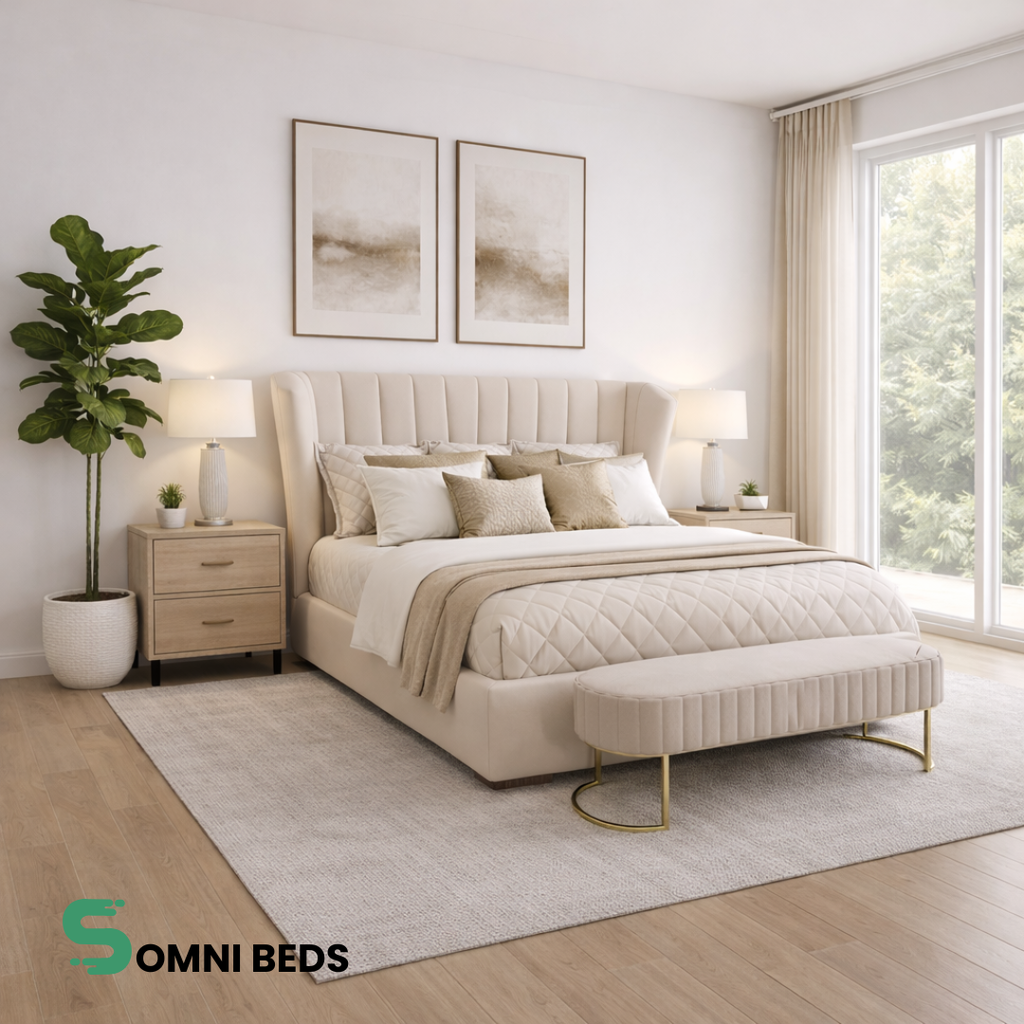 Panel Wavy Wingback Bed | Somni Beds #B104